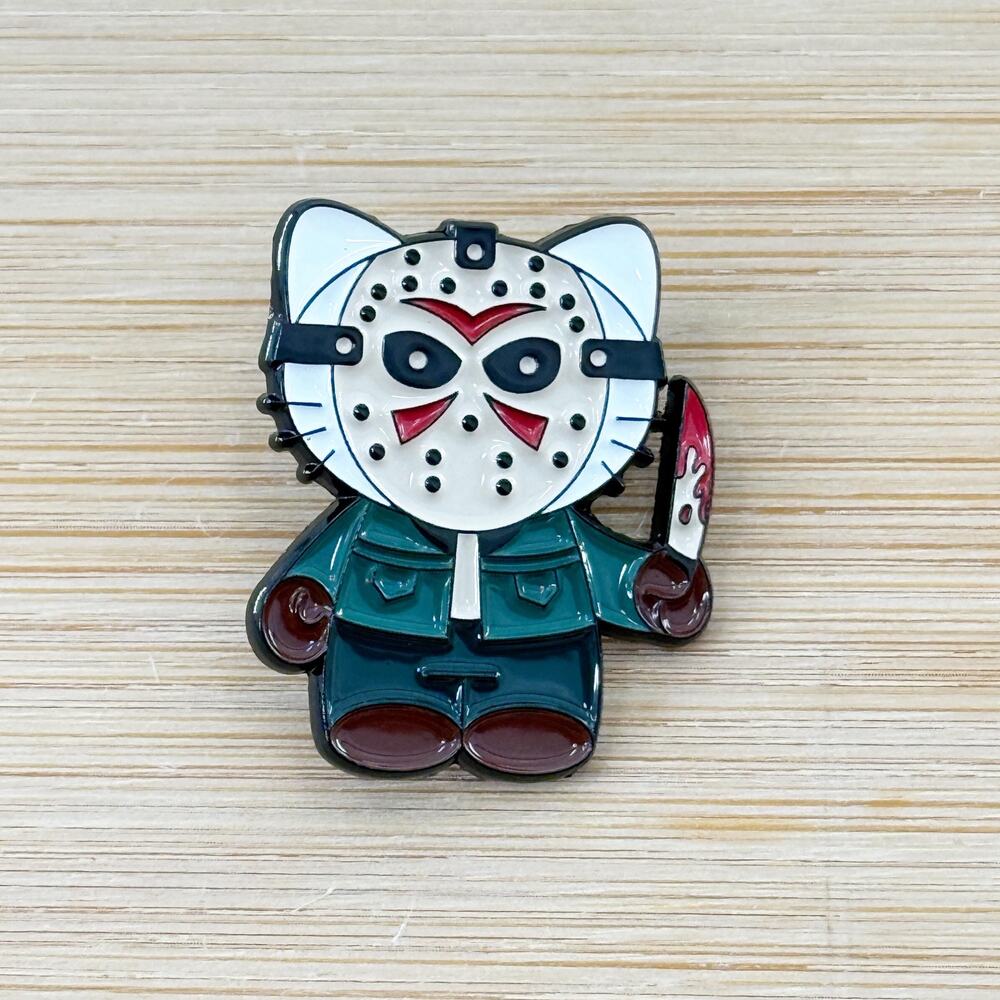 Jason Cat Horror Movie Enamel Pin, Horror Pin, Nostalgia Collectible Pin, Retro